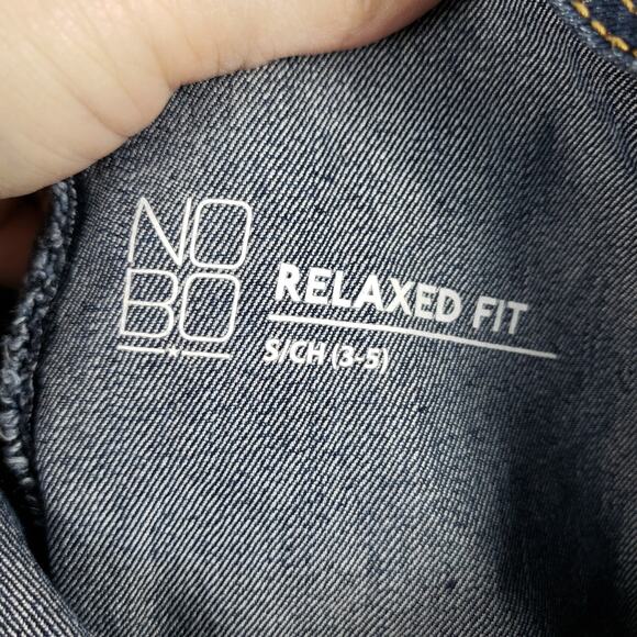 Y2K Rolled Hem Denim Bib Shortalls Overalls Blue Relaxed Fit Size S Western Boho - Picture 6 of 8